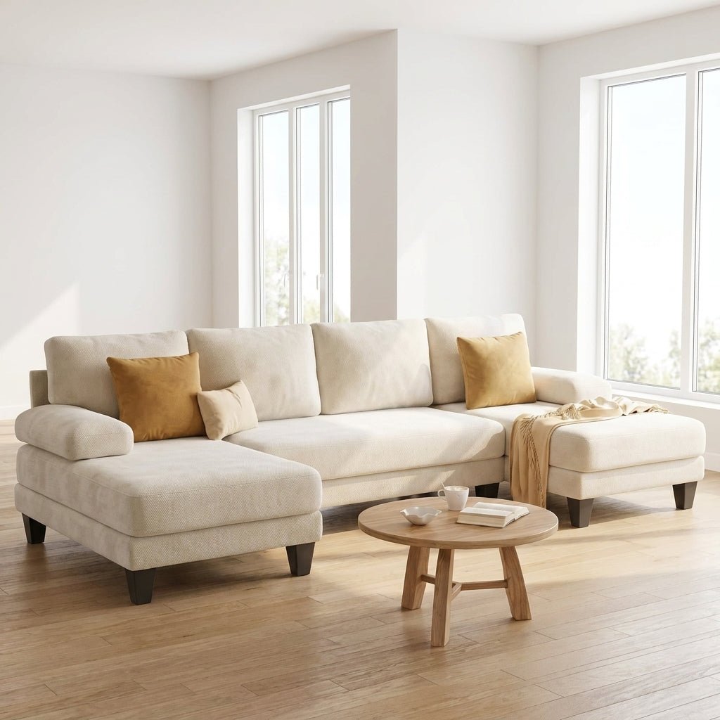 Cloud Sofa | 112" U-Shape Chenille Sectional with Double Chaise - Boneless Sectional Sofa | Boneless Labs