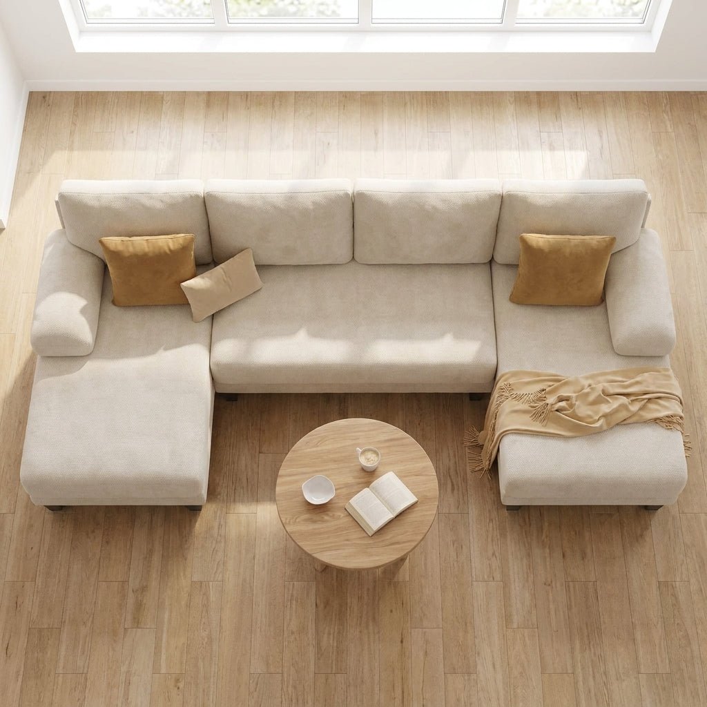 Cloud Sofa | 112" U-Shape Chenille Sectional with Double Chaise - Boneless Sectional Sofa | Boneless Labs