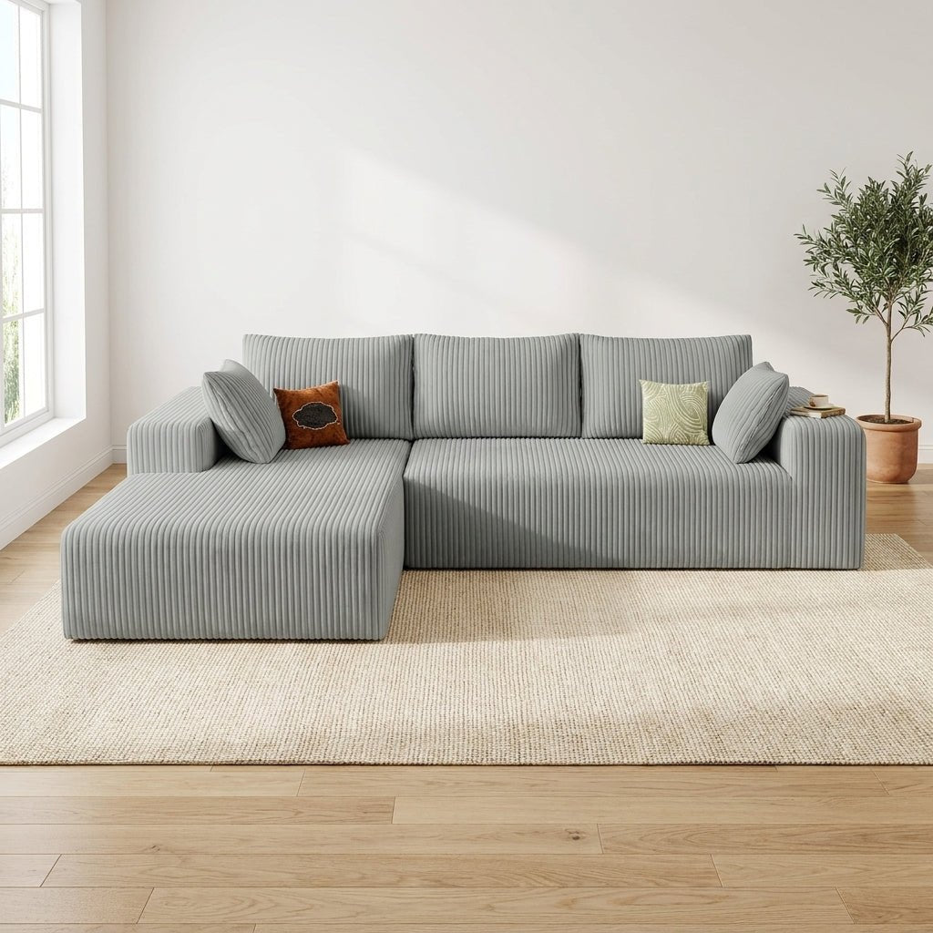 Cloud Sofa | 96" Modular L-Shape Corduroy Sectional with Chaise - Boneless Sectional Sofa | Boneless Labs