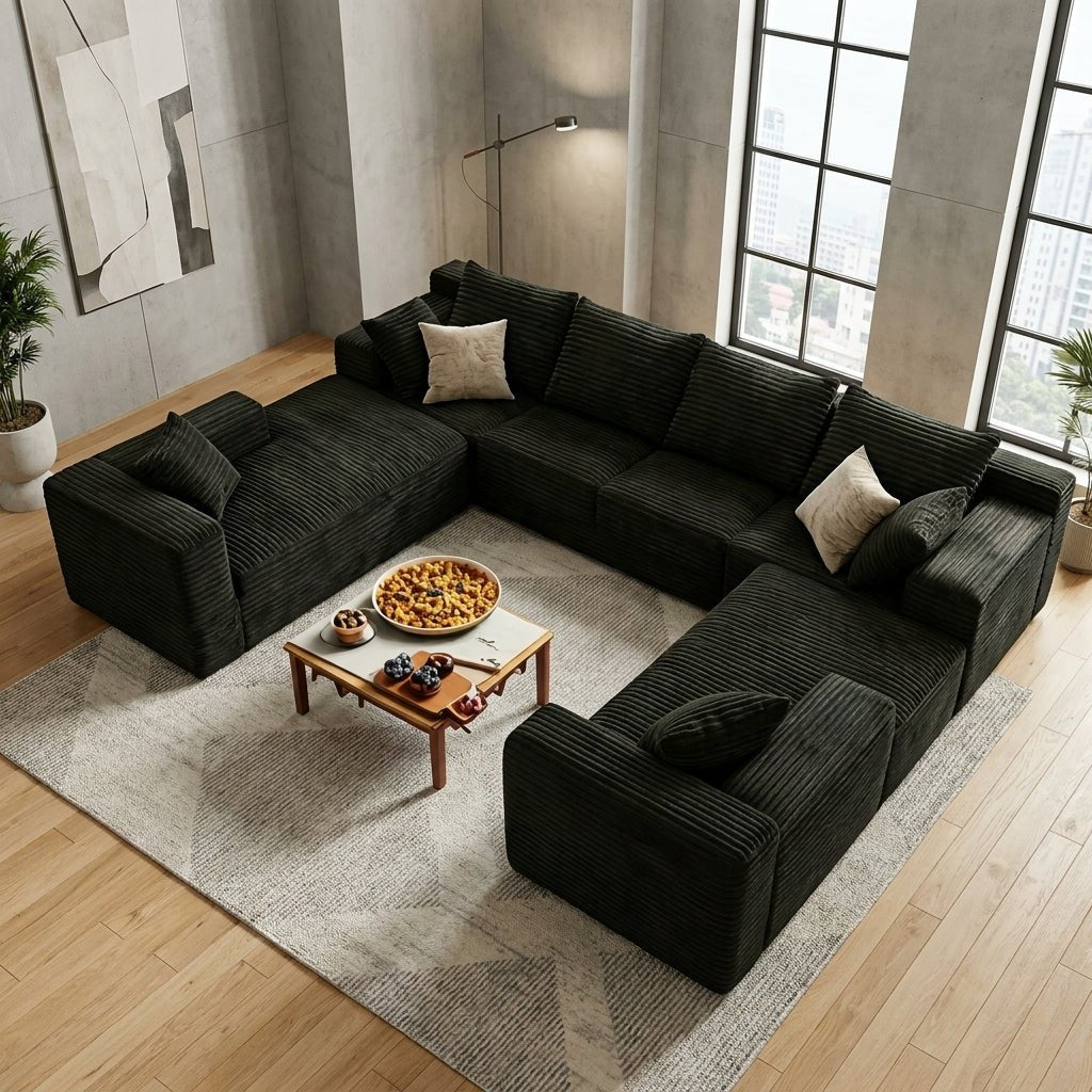 Mega Sofa | 121" U-Shape 8-Seat Modular Boneless Cloud Couch - Boneless Sectional Sofa | Boneless Labs
