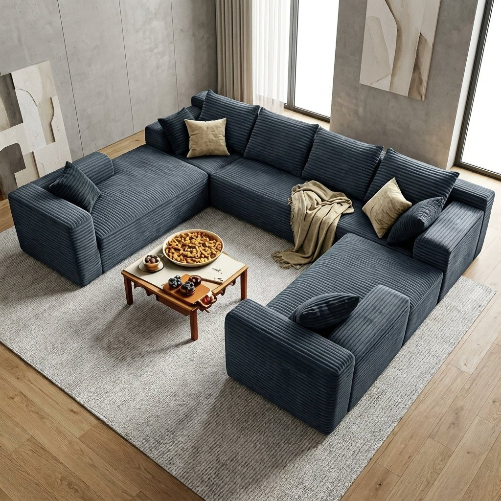 Mega Sofa | 121" U-Shape 8-Seat Modular Boneless Cloud Couch - Boneless Sectional Sofa | Boneless Labs