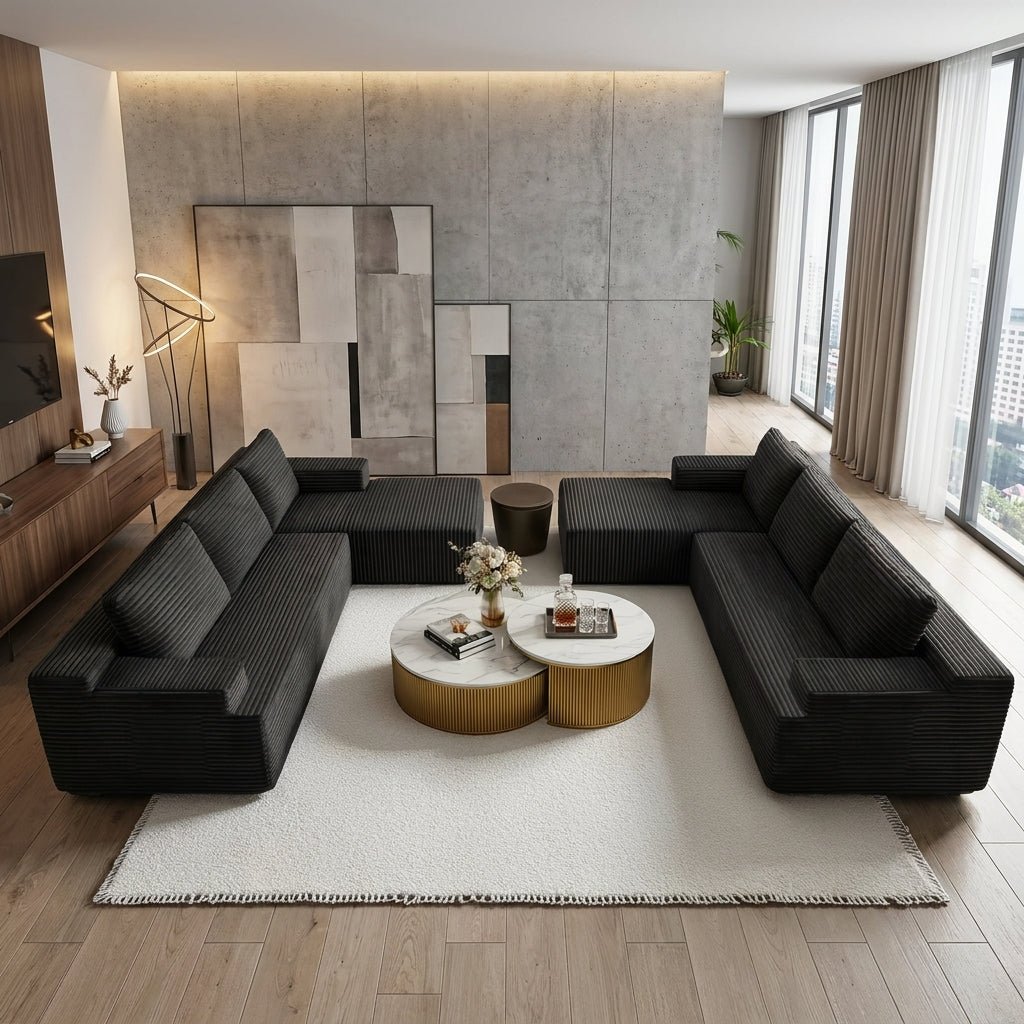 Flex Sofa | 2-Piece Extra Large U-Shape 8-Seat Modular Boneless Cloud Couch - Boneless Sectional Sofa | Boneless Labs