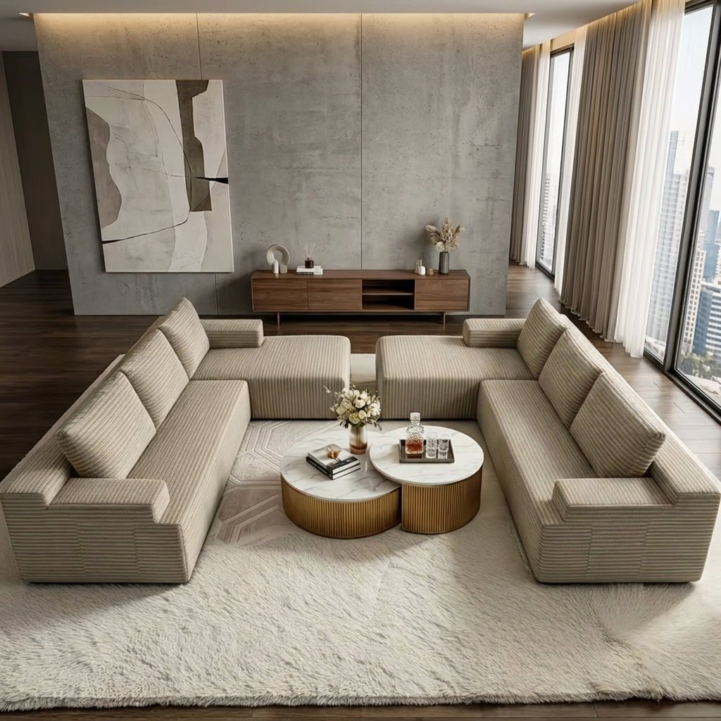 Flex Sofa | 2-Piece Extra Large U-Shape 8-Seat Modular Boneless Cloud Couch - Boneless Sectional Sofa | Boneless Labs