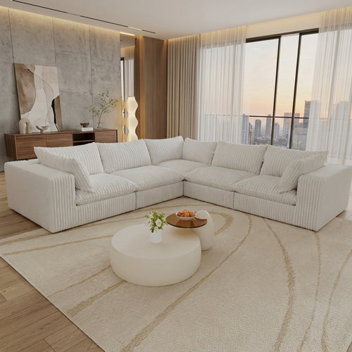 Cloud Sofa | 118" Corner V-Shape Boneless Corduroy Sectional