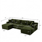Cloud Sofa | 125" Modular U-Shape Boneless Cloud Couch with Double Chaise
