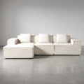 Flex Sofa | 112" Convertible L-Shape Boneless Corduroy Box Sofa with Ottoman