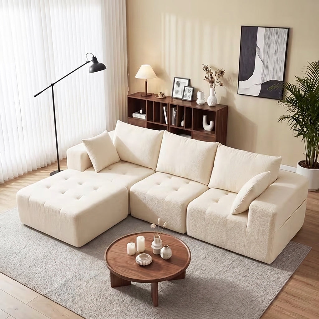 Flex Sofa | Convertible L/U-Shape Chenille Sectional with Ottoman