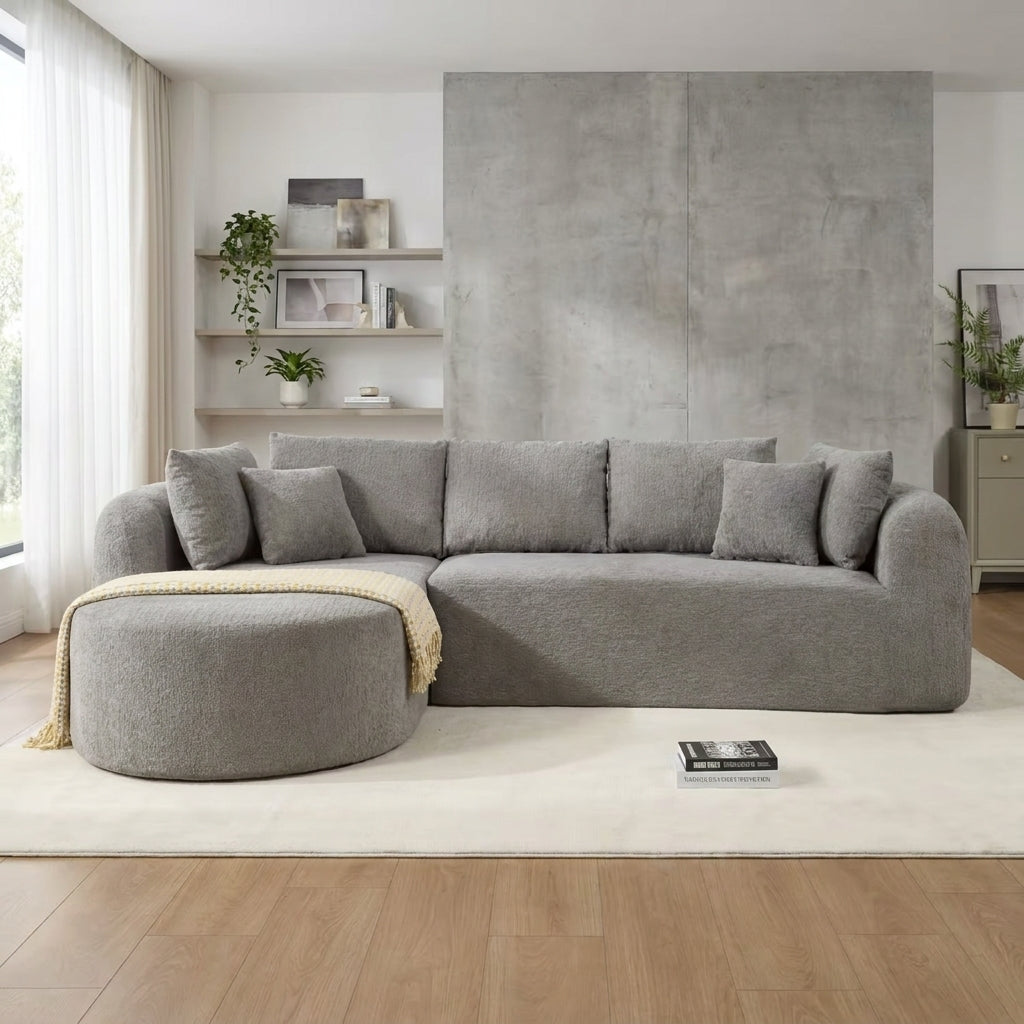 Cloud Sofa | 109" L-Shape Boneless Chenille Sectional with 7 Pillows
