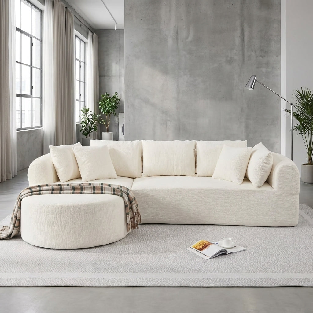 Cloud Sofa | 109" L-Shape Boneless Chenille Sectional with 7 Pillows