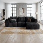Flex Sofa | 110" L-Shape Boneless Chenille Sectional with Convertible Ottoman