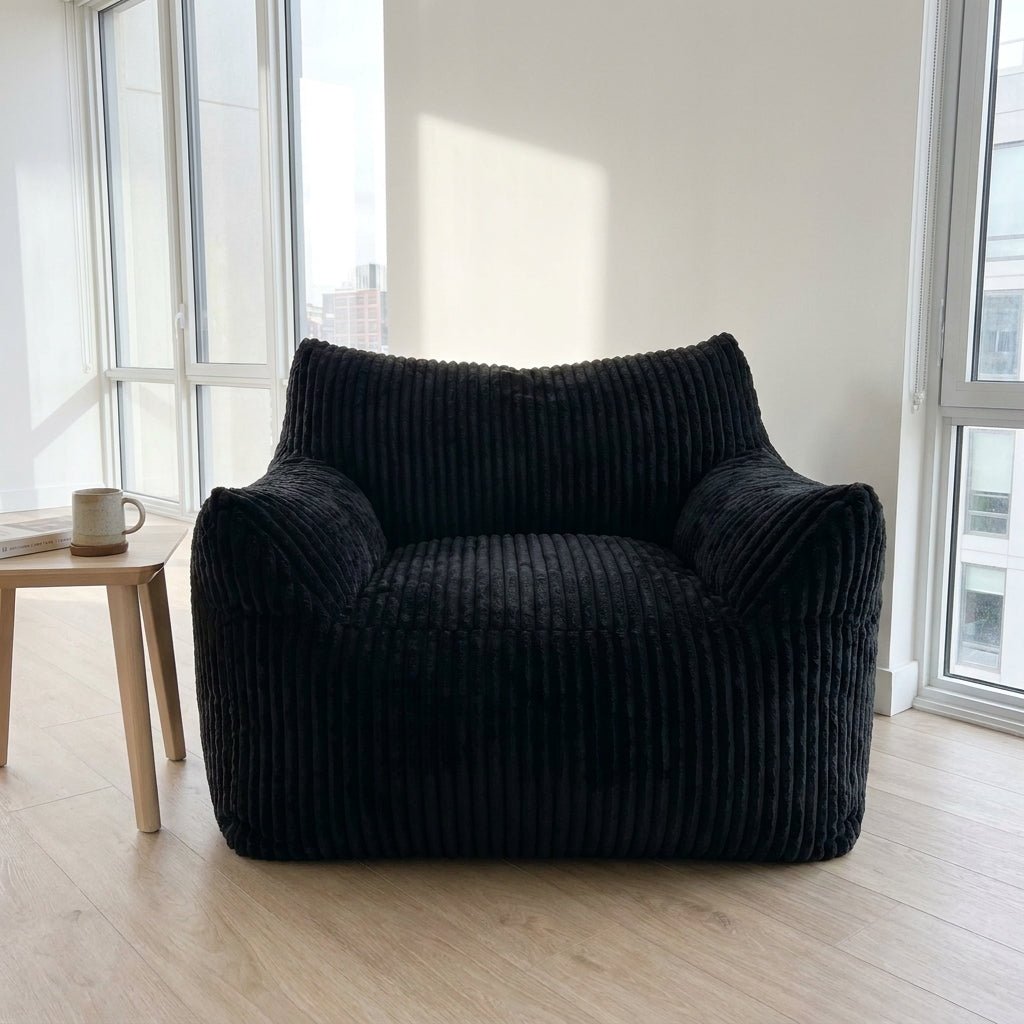 Sleeper Sofa | Oversized Fuzzy Bean Bag Lounge Chair with Armrests - Boneless Sectional Sofa | Boneless Labs