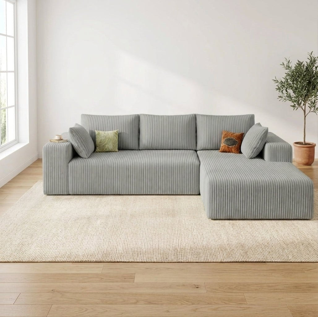 Cloud Sofa | 96" Modular L-Shape Corduroy Sectional with Chaise - Boneless Sectional Sofa | Boneless Labs