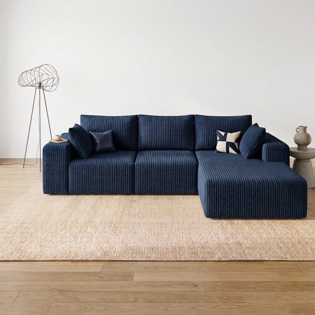 Cloud Sofa | 96" Modular L-Shape Corduroy Sectional with Chaise - Boneless Sectional Sofa | Boneless Labs