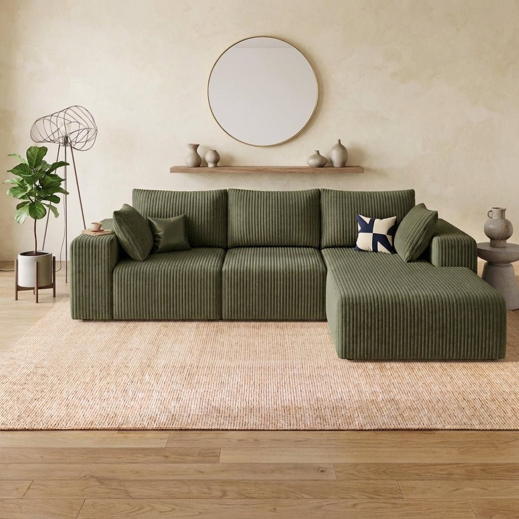 Cloud Sofa | 96" Modular L-Shape Corduroy Sectional with Chaise - Boneless Sectional Sofa | Boneless Labs
