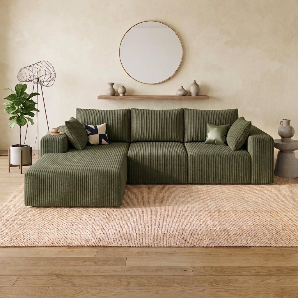 Cloud Sofa | 96" Modular L-Shape Corduroy Sectional with Chaise - Boneless Sectional Sofa | Boneless Labs