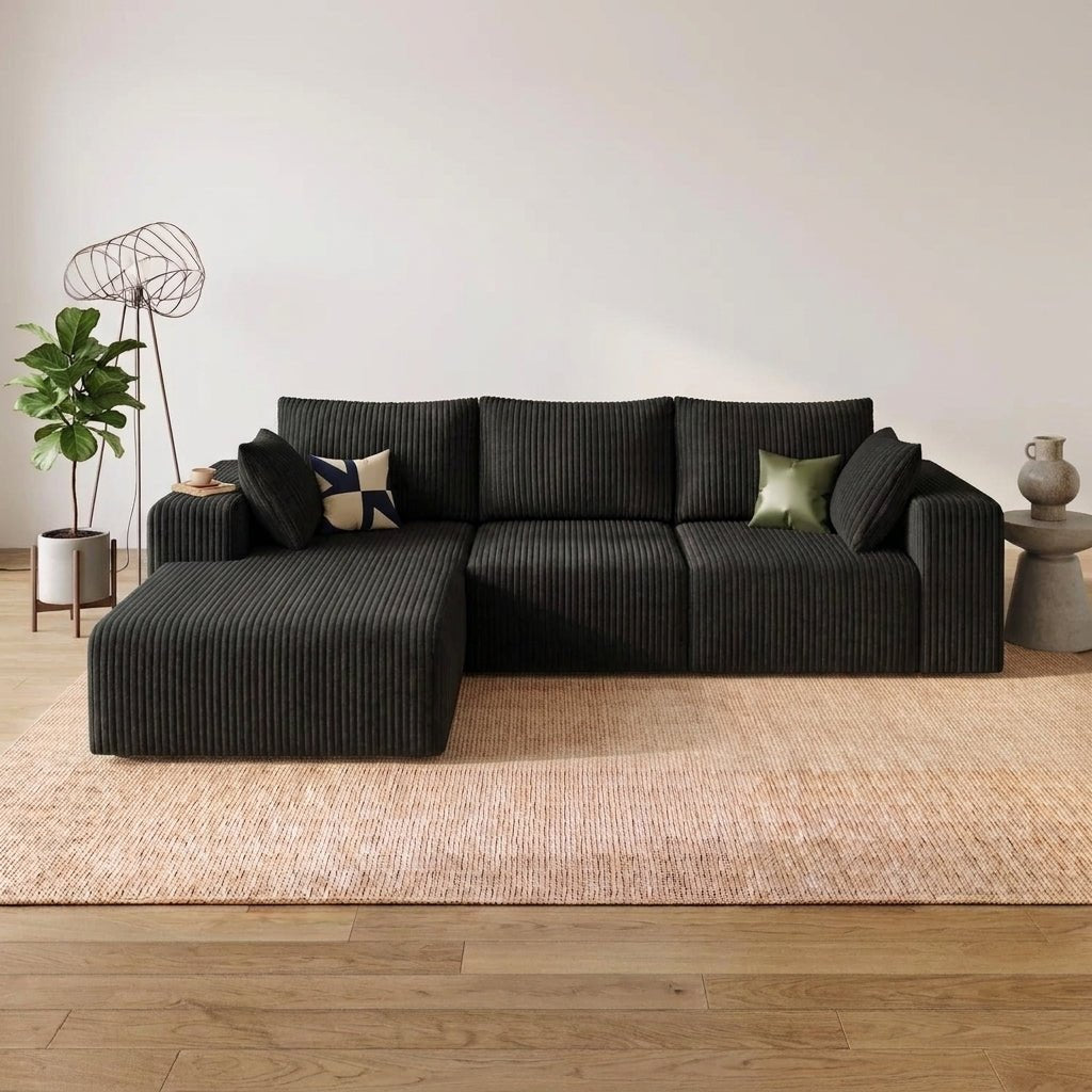 Cloud Sofa | 96" Modular L-Shape Corduroy Sectional with Chaise - Boneless Sectional Sofa | Boneless Labs