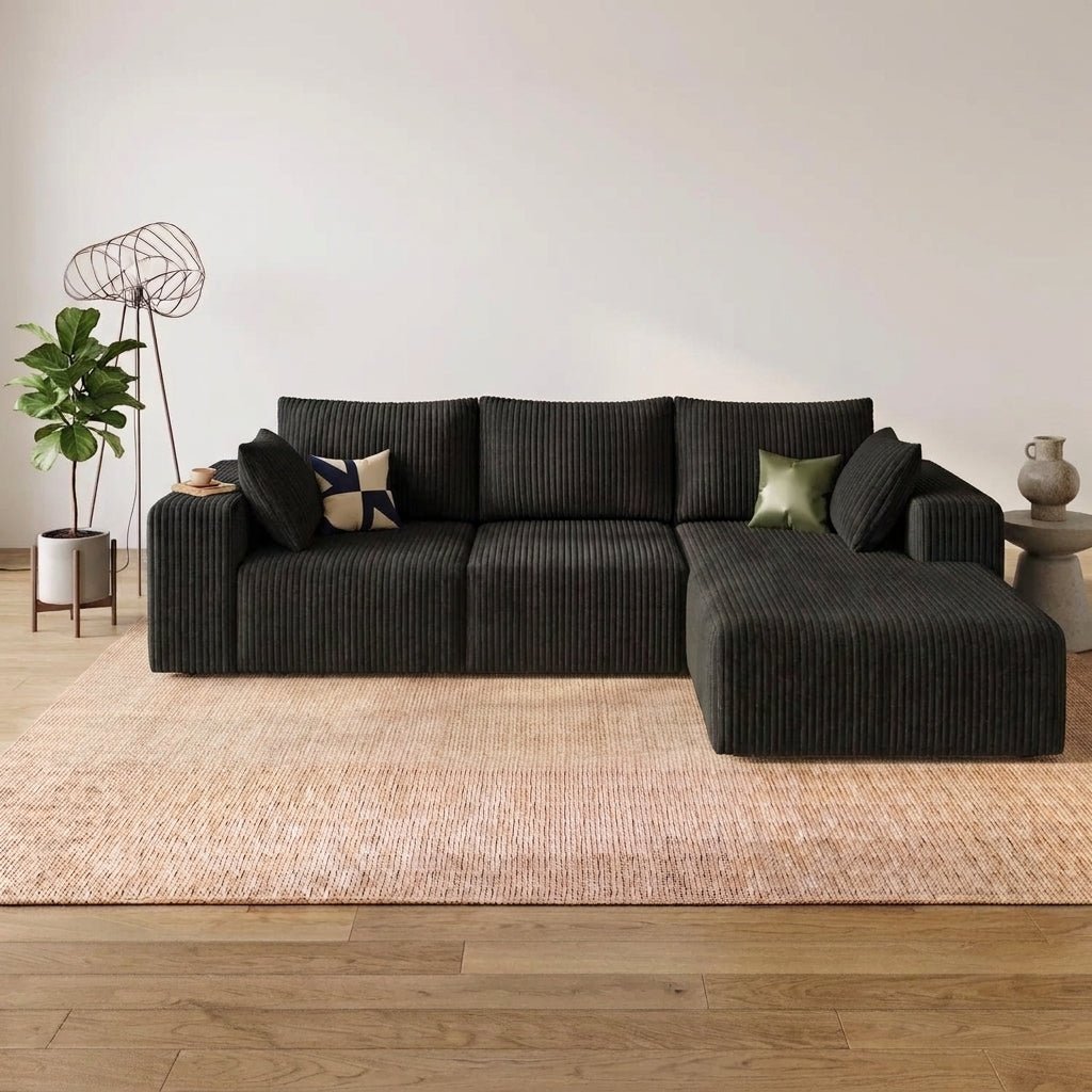 Cloud Sofa | 96" Modular L-Shape Corduroy Sectional with Chaise - Boneless Sectional Sofa | Boneless Labs