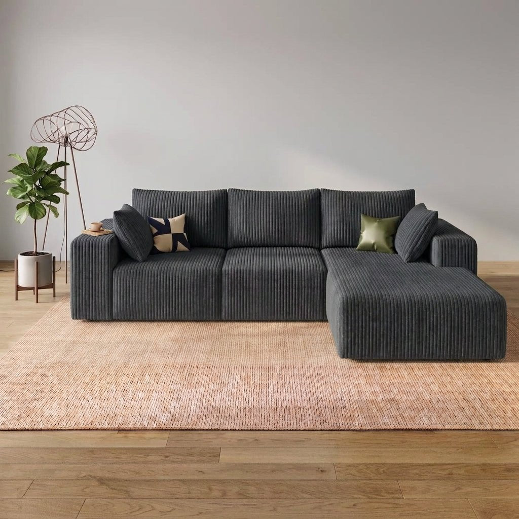 Cloud Sofa | 96" Modular L-Shape Corduroy Sectional with Chaise - Boneless Sectional Sofa | Boneless Labs
