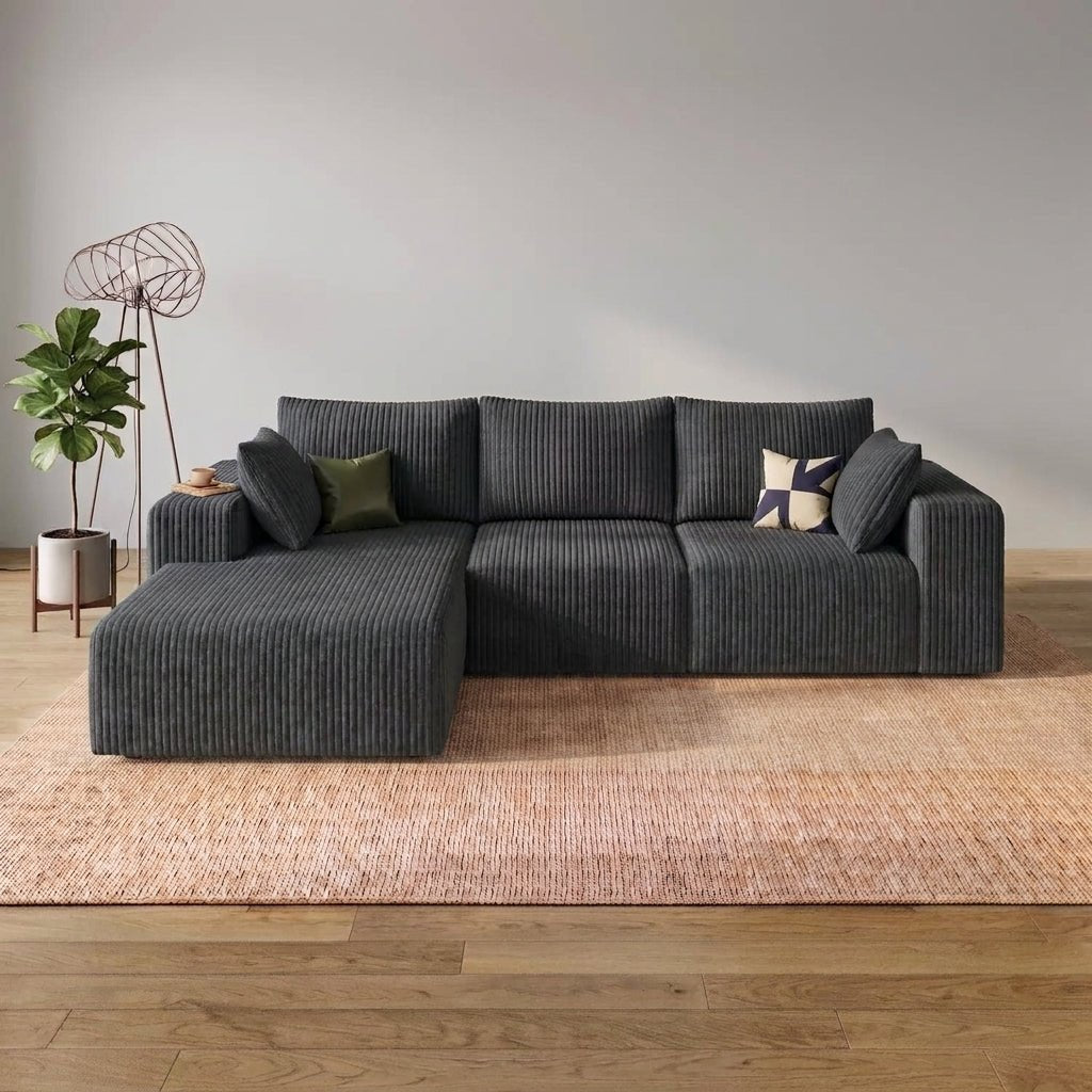 Cloud Sofa | 96" Modular L-Shape Corduroy Sectional with Chaise - Boneless Sectional Sofa | Boneless Labs