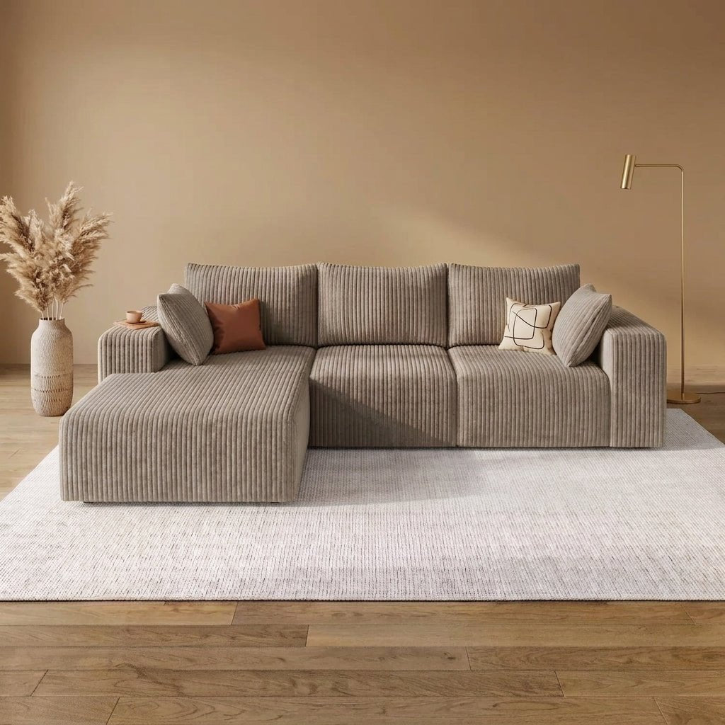 Cloud Sofa | 96" Modular L-Shape Corduroy Sectional with Chaise - Boneless Sectional Sofa | Boneless Labs