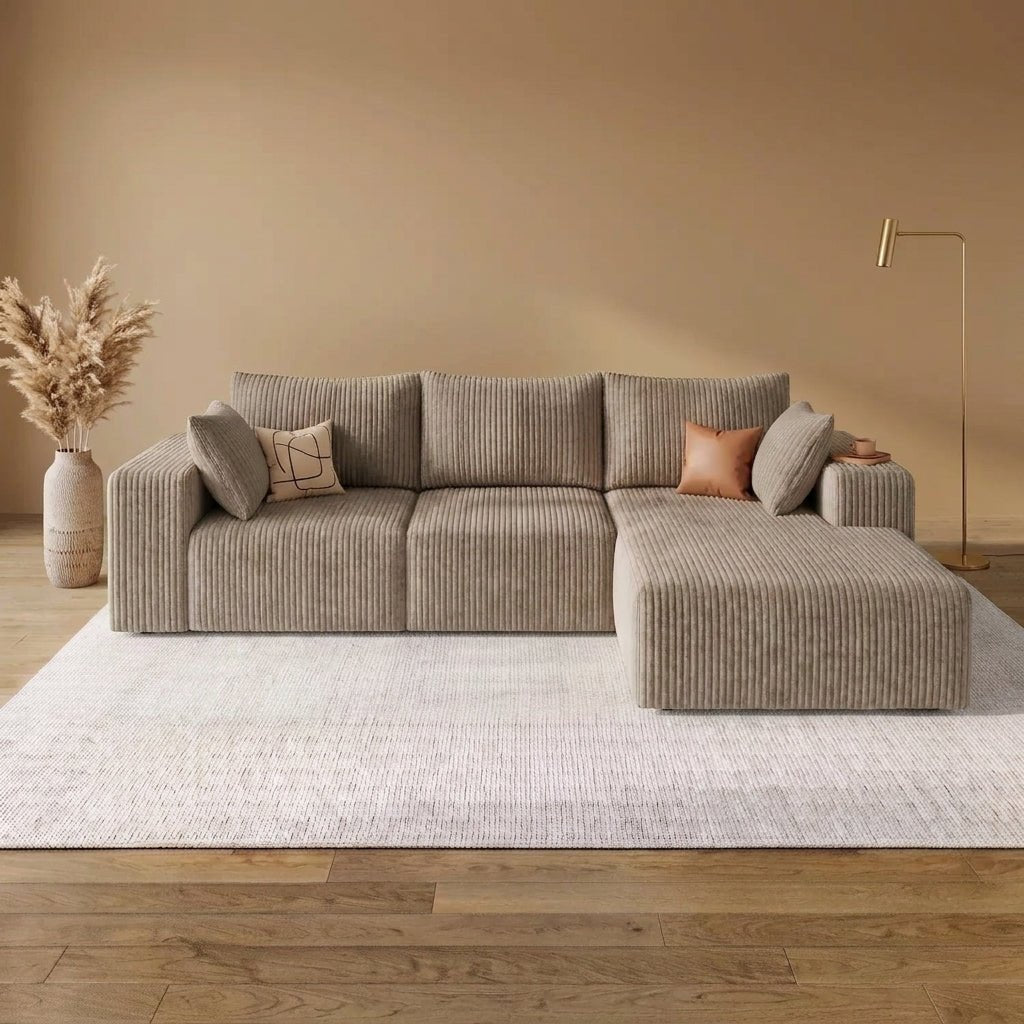 Cloud Sofa | 96" Modular L-Shape Corduroy Sectional with Chaise - Boneless Sectional Sofa | Boneless Labs