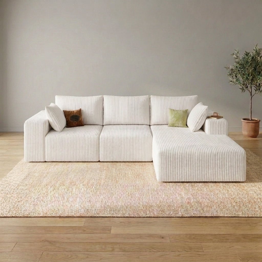 Cloud Sofa | 96" Modular L-Shape Corduroy Sectional with Chaise - Boneless Sectional Sofa | Boneless Labs