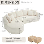 Cloud Sofa | 109" L-Shape Boneless Chenille Sectional with 7 Pillows