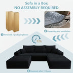 Flex Sofa | 96" U-Shape Boneless Corduroy Sectional with Ottoman