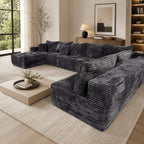 Mega Sofa | 223" Oversized L-Shape Boneless Corduroy Sectional with Detachable Chaise