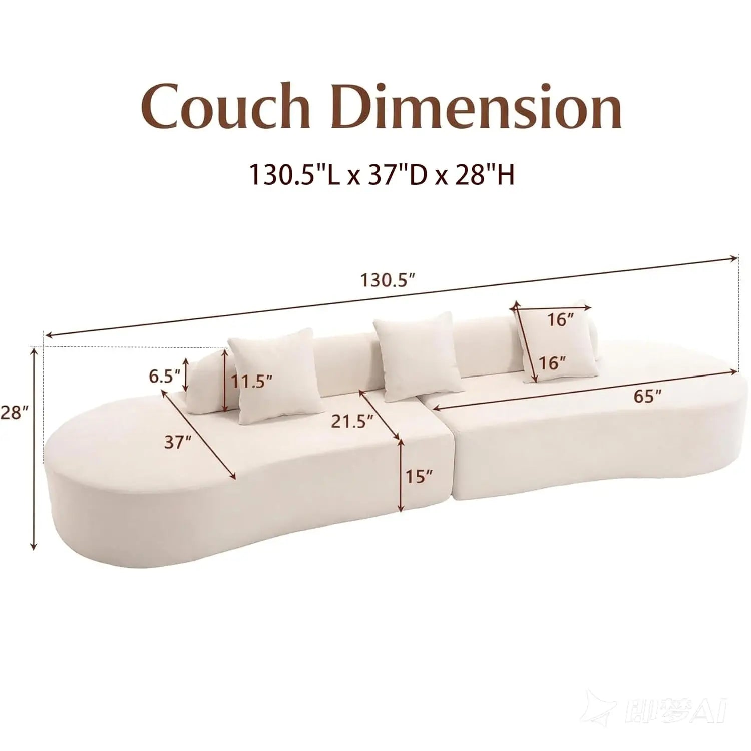 Cloud Sofa | 130" Curved Boneless Chenille Sectional - Boneless Sectional Sofa | Boneless Labs