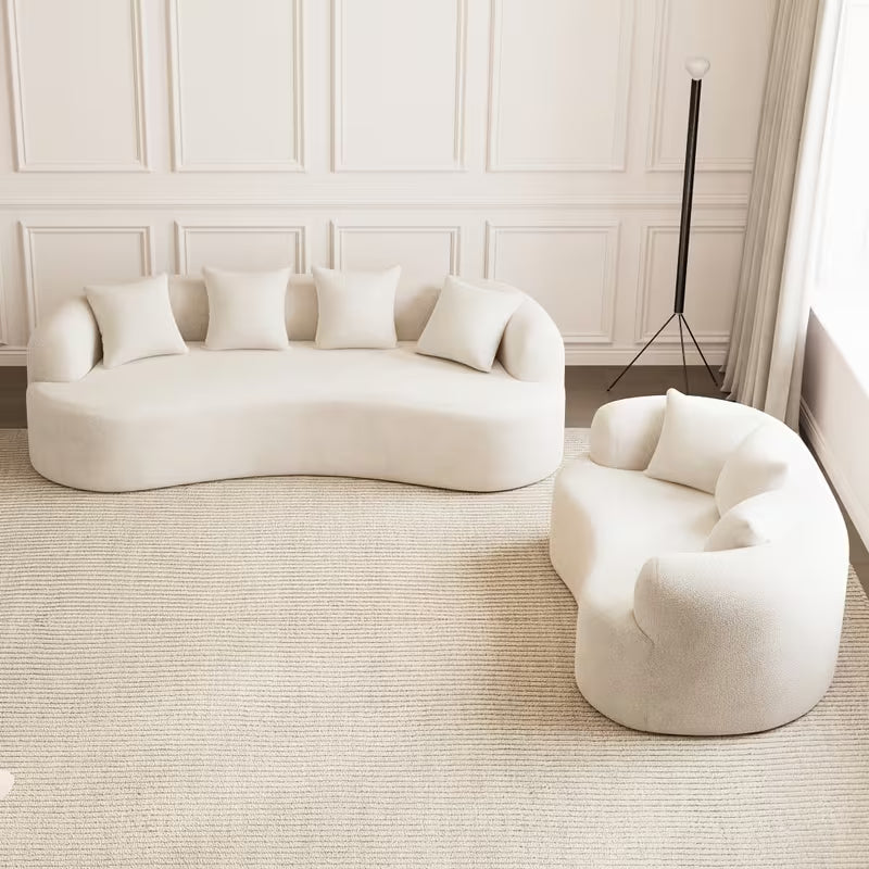 Cloud Sofa | Curved Boneless Chenille Boucle Sectional with Pillows