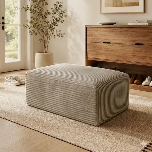 Boneless Ottoman | 34" Corduroy Modular with Thick Foam Padding