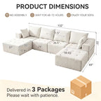 Flex Sofa | Convertible L/U-Shape Chenille Sectional with Ottoman