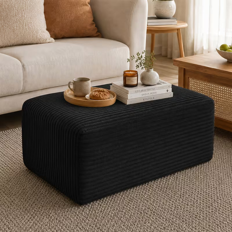 Boneless Ottoman | 34" Corduroy Modular with Thick Foam Padding