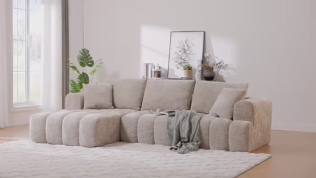 Cloud Sofa | 108" Marshmallow Modular L-Shape Chenille Sectional with Deep Seat